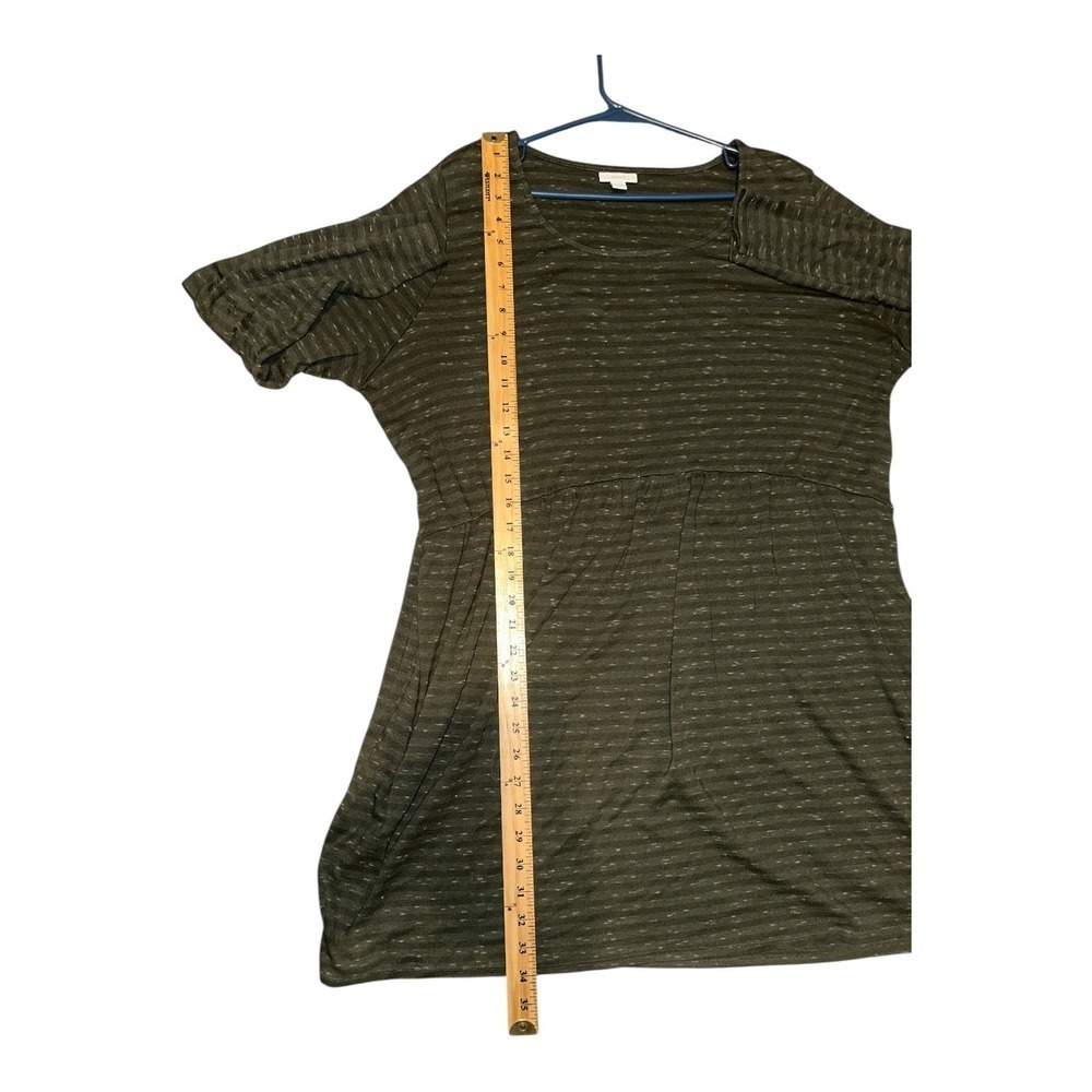 J. Jill Pure Jill Olive Green Striped Drop Waist Shift Dress, XL - Picture 5 of 6